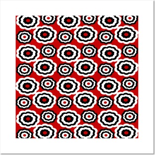 Red Flower Pattern Posters and Art